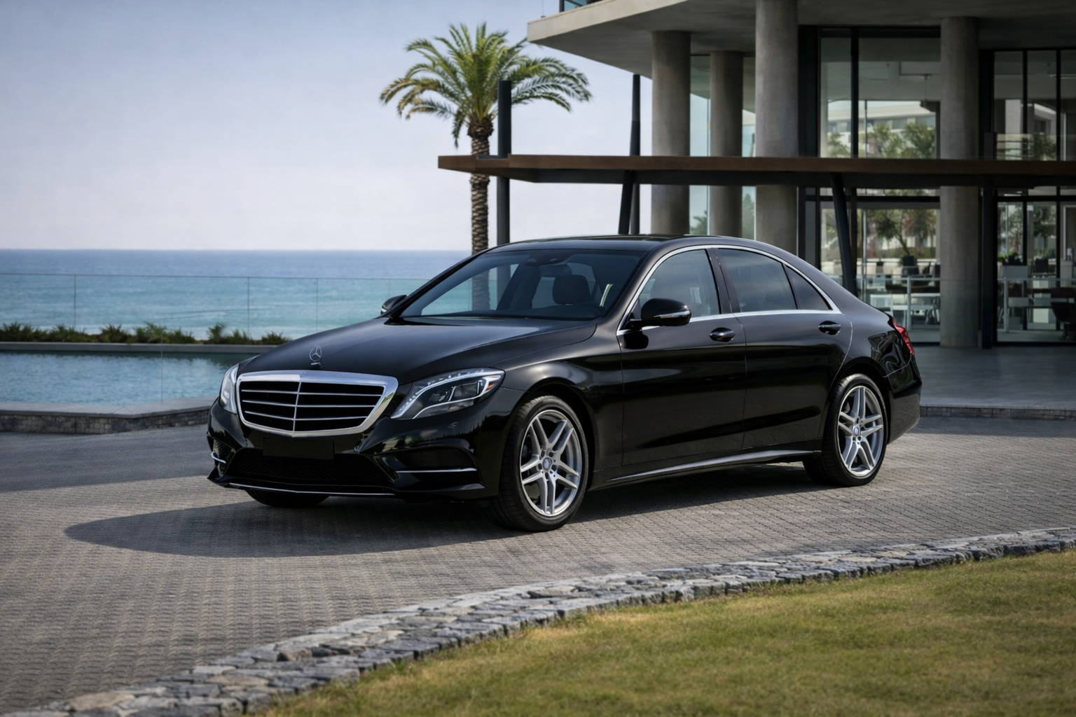 Mercedes S400 Hybrid luxury sedan car rental in Crete